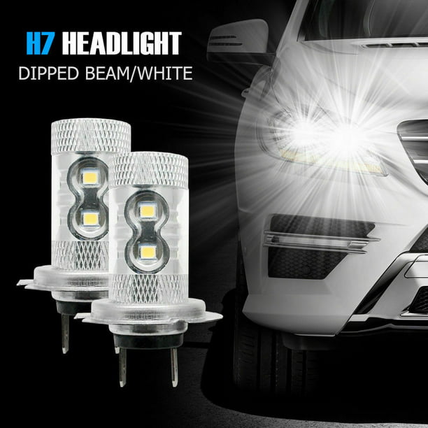 1Pair H7 LED Headlight Bulbs Conversion Kit Hi/Lo Beam 1000LM 6000K Super White